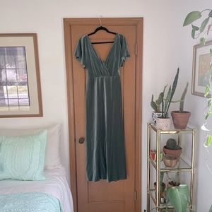 Jenny Yoo Sage Green Velvet Bridesmaid Wedding Guest Formal Dress